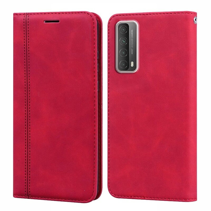 เคส Huawei Y7a #เคสฝาพับแบบกระเป๋าสตางค์ Magnetic Flip Wallet Bracket Leather Lattice TPU Phone Case