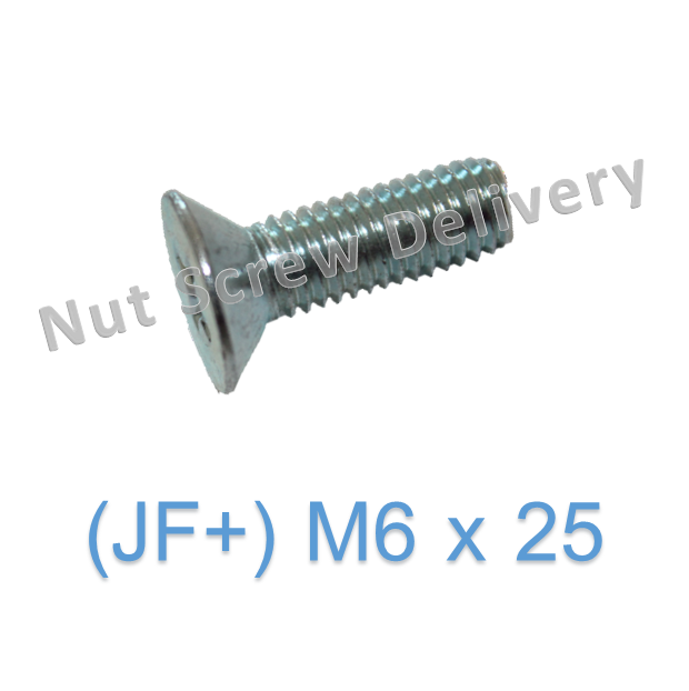 สกรูหัวเตเปอร์มิลขาว (JF) M6 x 25