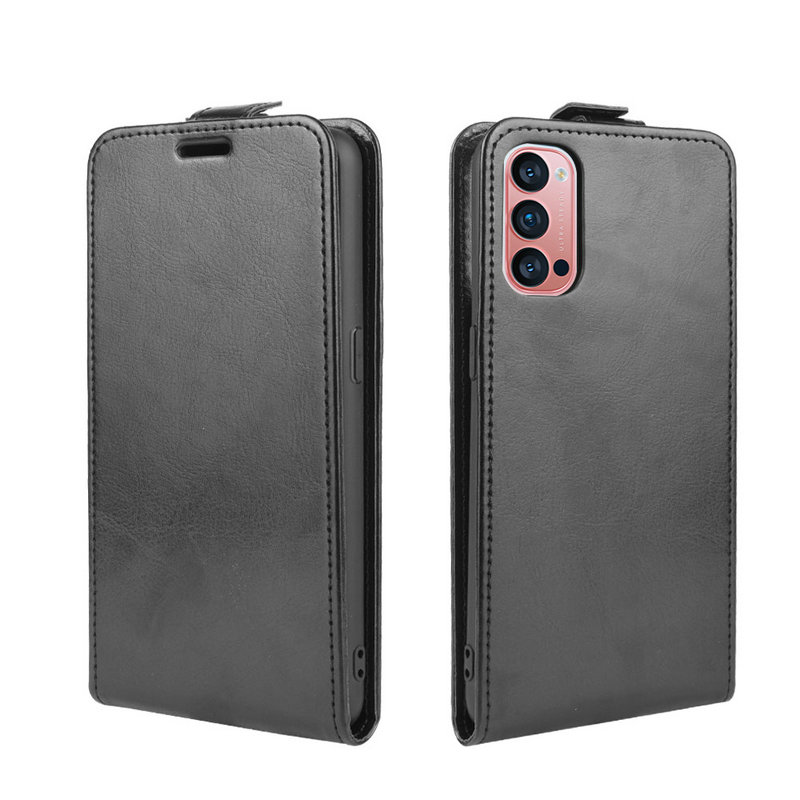Case OPPO Reno 4 Pro 5G #เคสฝาพับหนัง PU Crazy Horse แนวตั้ง พร้อมช่องเสียบการ์ด
