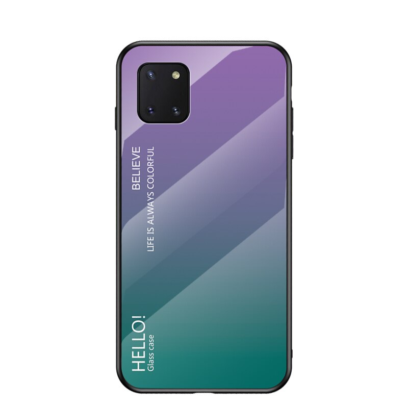 Case Samsung Galaxy Note 10 lite #เคสฝาหลัง Gradient Color Glass + PC + TPU Hybrid Case