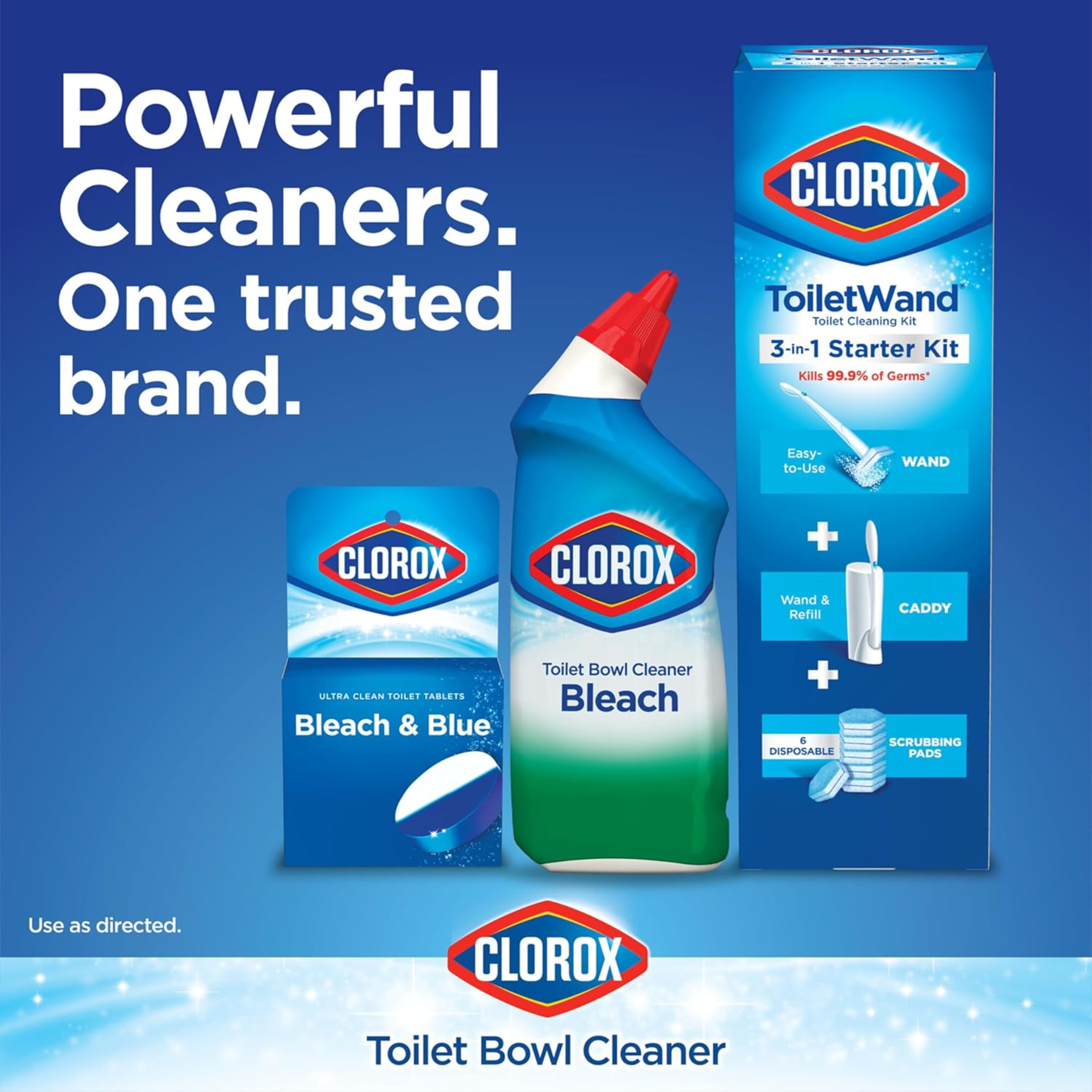 Clorox® Bleach and Blue Toilet Tablets Leaves Bowl Sanitary, Rain Clean 2 or 4 Pack ผลิตภัณฑ์ดับกลิ่นโถ