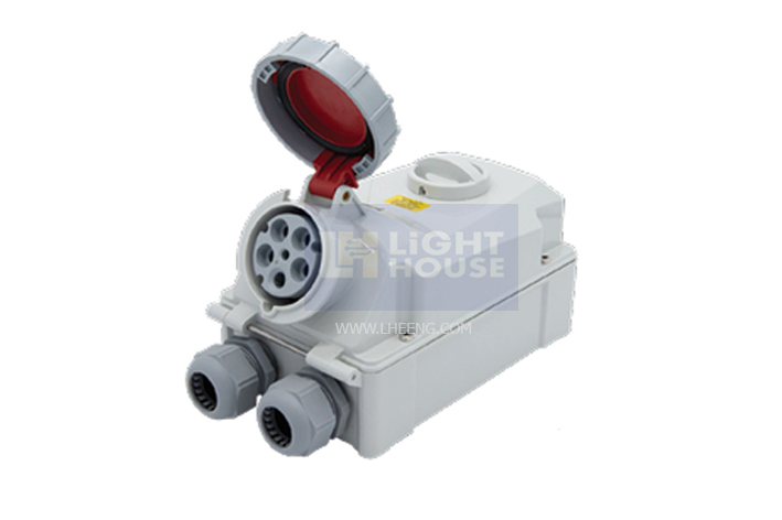 HTPZ-21351 "DAKO PLUG" เต้ารับพร้อมสวิทช์ล็อคกันน้ำ (3P+N+E) 63A IP67 (SWITCHED & INTERLOCKED SOCKETS IP67)
