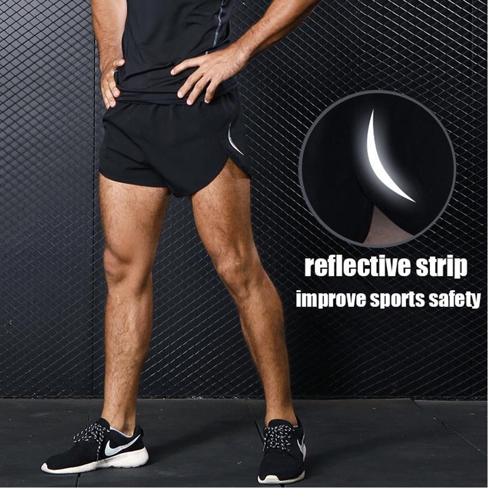 กางเกงวิ่งขาสั้นผู้ชาย วิ่งมารอธอน 2in1 แห้งเร็ว มีซิปกระเป๋าหลัง(F02)