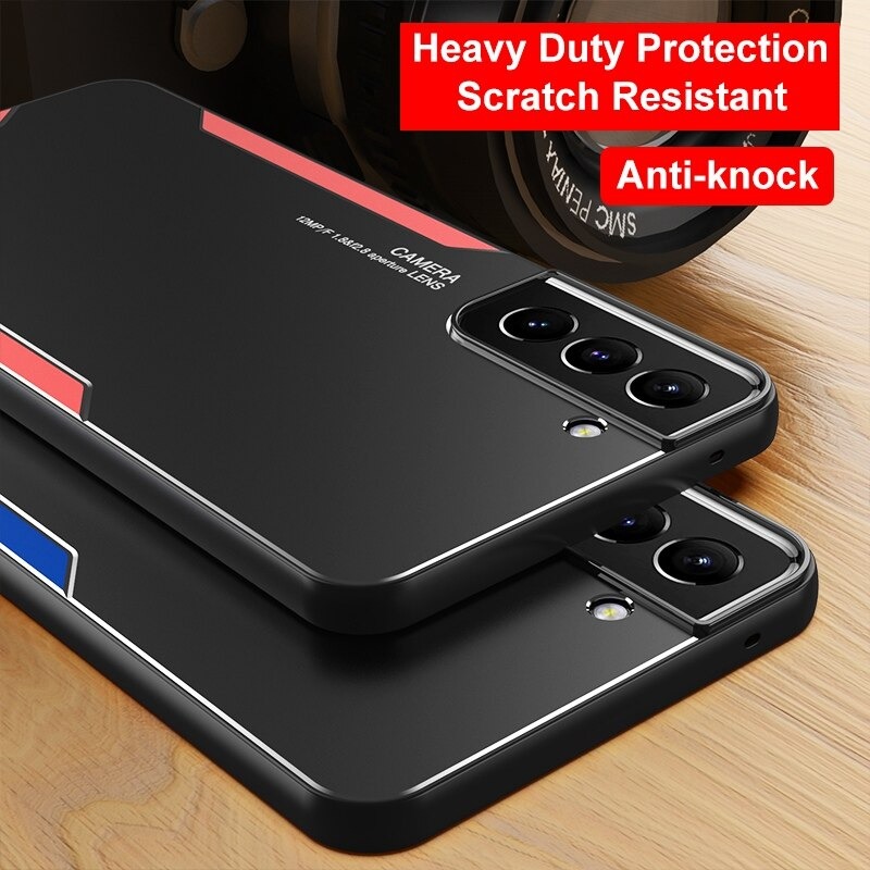 เคส Samsung Galaxy S22+ 5G #เคสฝาหลังไฮบริด Metal +TPU Shockproof metal back plate Phone Back Cover