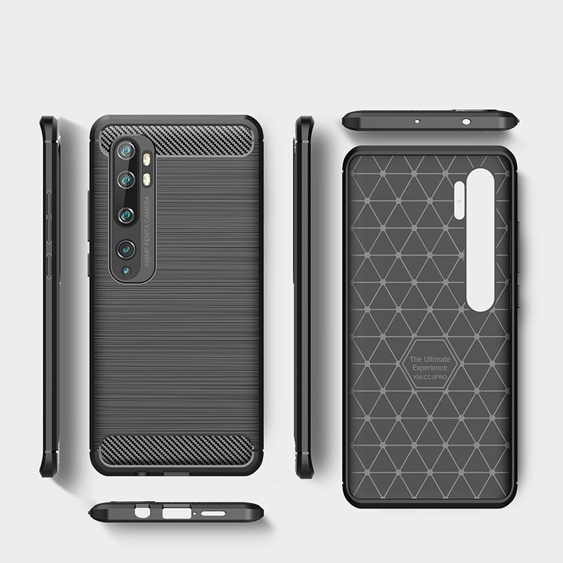 Case Xiaomi Mi Note 10 Pro #เคสฝาหลังตกแต่งคาร์บอนไฟเบอร์ ผิวขัดแปรง Brushered TPU Back Case