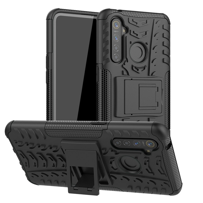เคส Realme 5 Pro #เคสฝาหลังกันลื่น Cool Tyre Pattern Kickstand (PC + TPU)