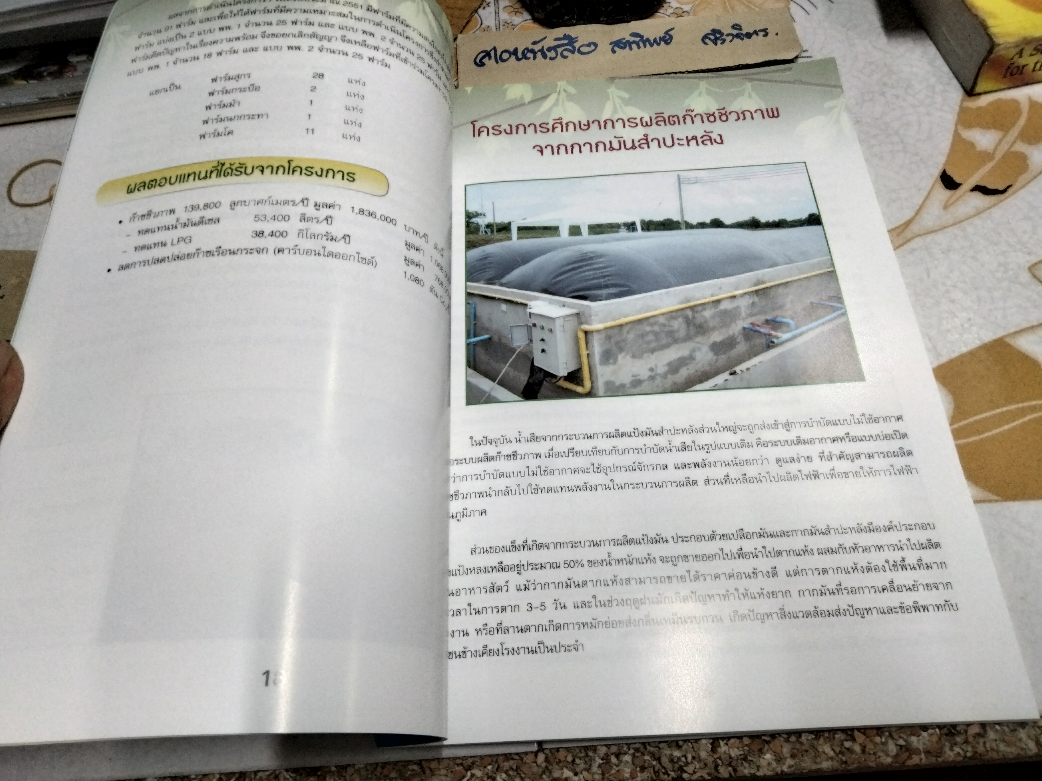การใช้เทคโนโลยีพลังงานก๊าซชีวภาพ จัดทำโดย กรมพัฒนาพลังงานทดแทนและอนุรักษ์พลังงาน กระทรวงพลังงาน
