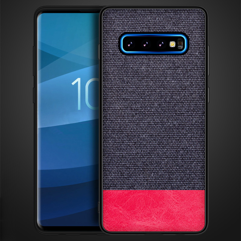 Case Samsung Galaxy S10+ #เคสฝาหลังรูปแบบ Cloth Texture PU Leather + TPU