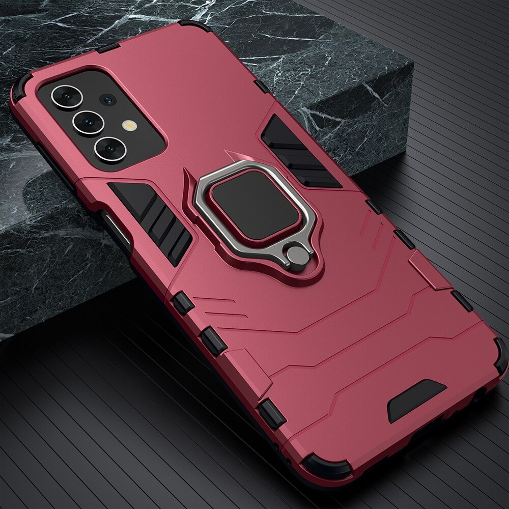 Case Samsung Galaxy A32 4G #เคสฝาหลังพลาสติกแข็ง +TPU Hybrid Case มีแหวนสวมนิ้วโลหะ