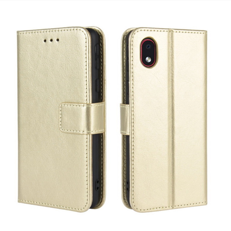 Case Samsung Galaxy A01 Core #เคสฝาพับหนัง PU ผิวหนังม้า Crazy Horse Texture Leather Wallet