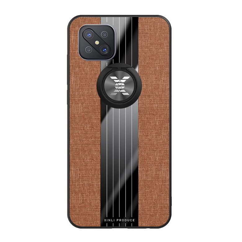 Case OPPO Reno 4Z 5G #เคสฝาหลังเคลือบผ้าเนื้อมีแหวนสวมนิ้ว TPU ไฮบริด+อะคริลิ + แหวนโลหะ