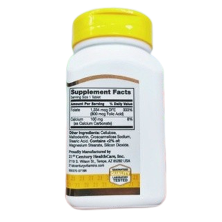 Century® Folic Acid 400 mcg 250 Tablets, 800 mcg 180 Tablets กรดโฟลิก