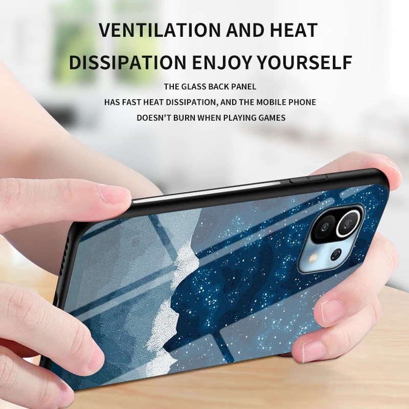 เคส Xiaomi Mi 11 #เคสฝาหลัง Gradient Color Glass + PC + TPU Hybrid Case