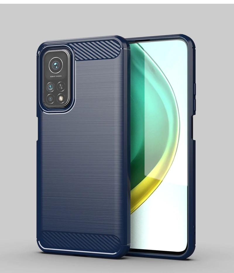 Case Xiaomi Mi 10T Pro#เคสฝาหลังตกแต่งคาร์บอนไฟเบอร์ ผิวขัดแปรง Brushered TPU Back Case