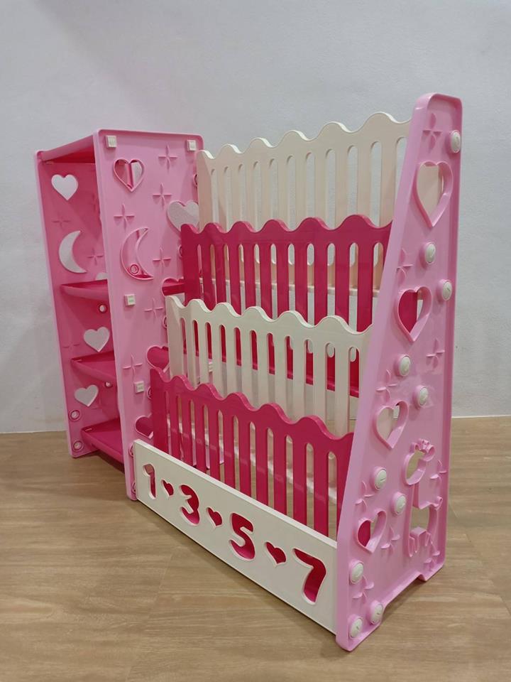 ชั้นหนังสือรักการอ่าน พร้อมชั้นวางของอีก 1 ข้าง