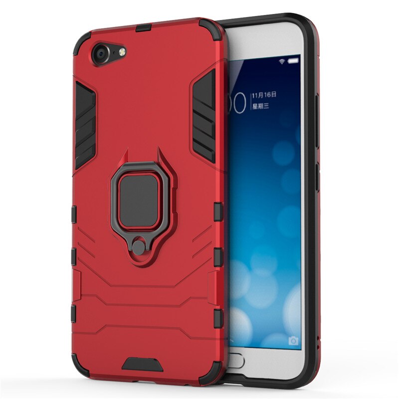 Case Vivo X9 Plus #เคสฝาหลังพลาสติกแข็ง +TPU Hybrid Case มีแหวนสวมนิ้วโลหะ