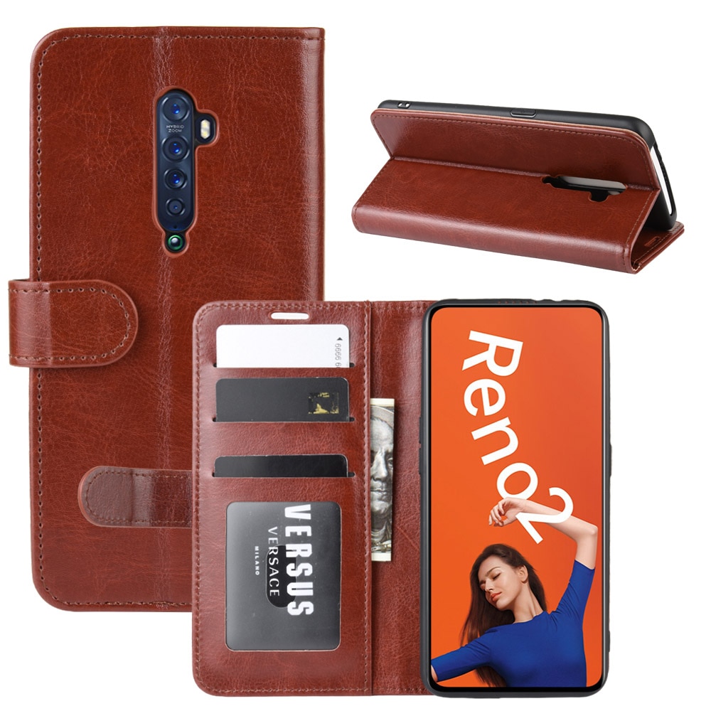 Case OPPO Reno 2 #เคสฝาพับหนัง PU ผิวหนังม้าสไตล์กระเป๋าสตางค์