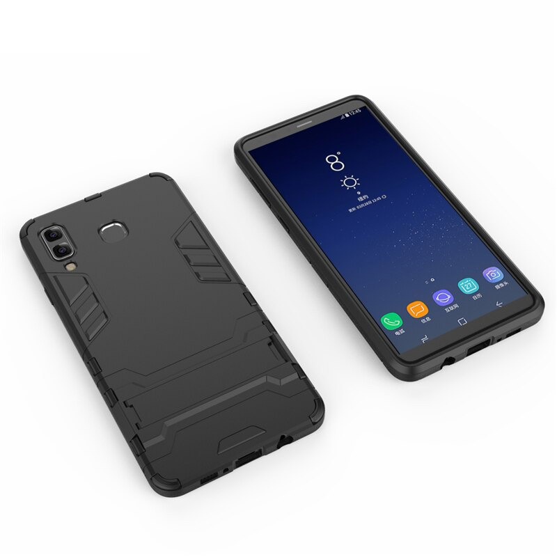 เคส Samsung Galaxy A8 Star #เคสฝาหลังพลาสติก ไฮบริด TPU + Kickstand