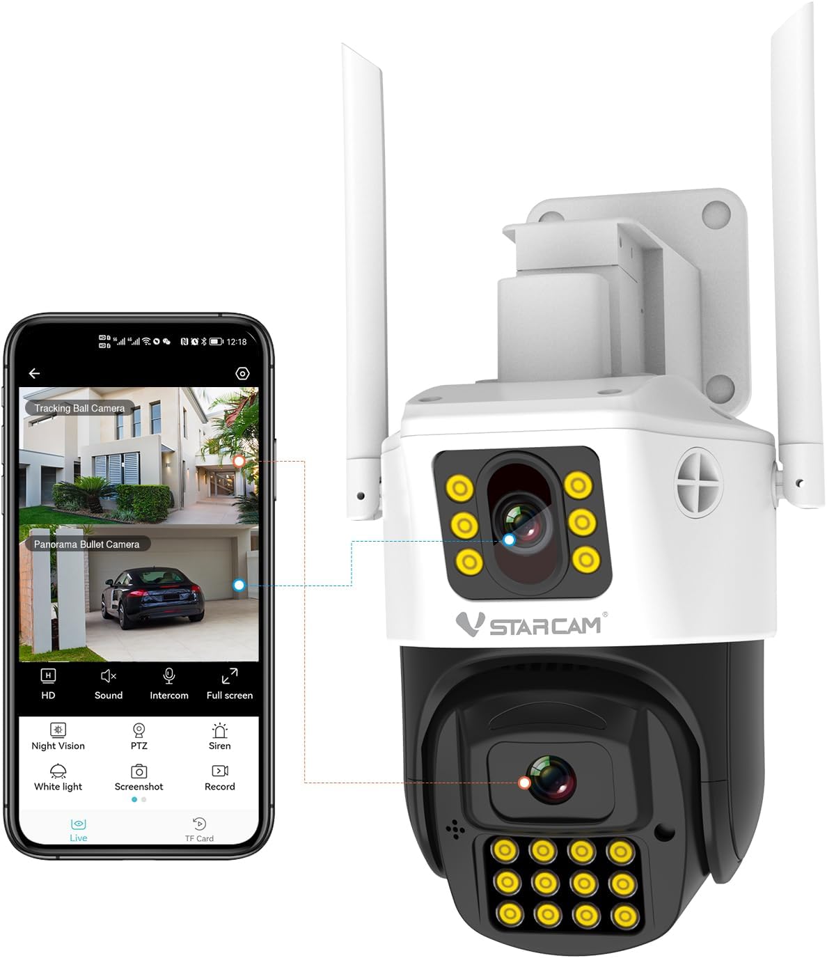 Vstarcam Vstarcam กล้องวงจรปิดกล้องใช้ภายนอกกล้องเลนส์คู่ มีไวไฟในตัว รุ่นCS663DR กันน้ำ/ทนฝุ่น/ทนแดด ใหม่ล่าสุด ขาว