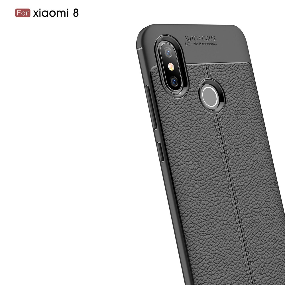 Case Xiaomi Mi 8 #เคสฝาหลัง TPU ผิวลิ้นจี่ช่วยป้องกันลายนิ้วมือและกันลื่นได้ดี