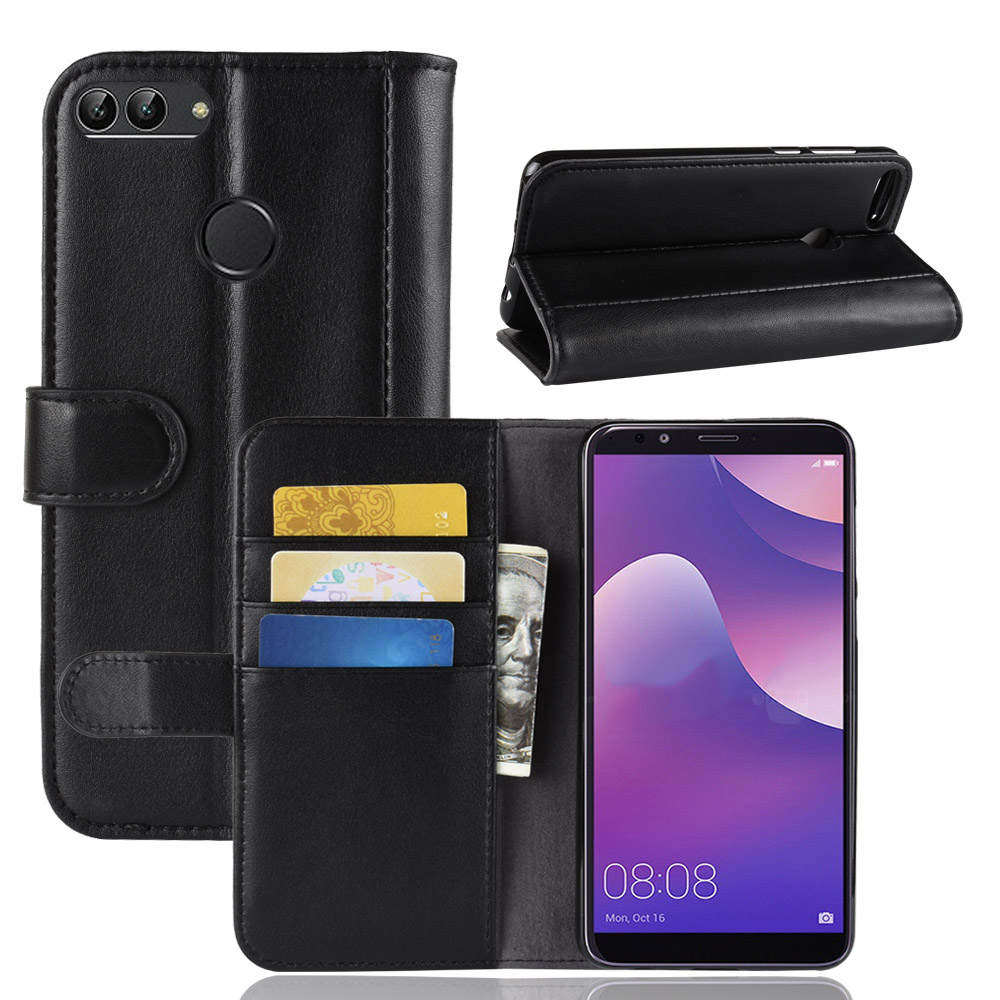 Case Huawei Y9 (2018) #เคสฝาพับสไตล์กระเป๋าสตางค์รูปแบบหนังแท้แยกมีช่องเสียบบัตรคุณภาพดีราคาถูก