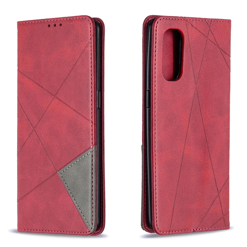 เคส OPPO Reno 4 Pro 5G #เคสฝาพับหนัง PU มีช่องเสียบ ID บัตรอื่นๆในตัว Geometric Pattern Leather Card Holder Protective