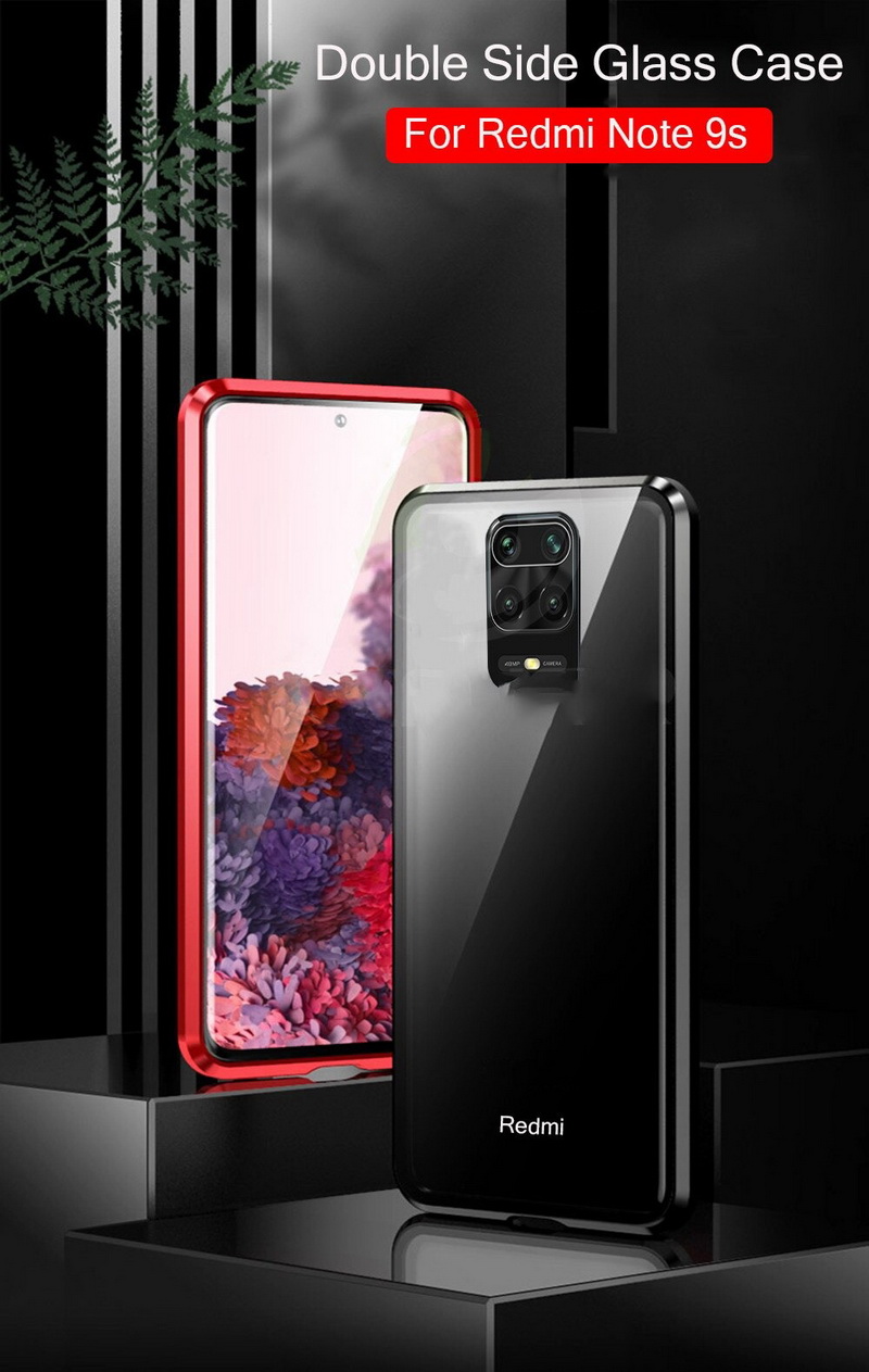 เคส Redmi Note 9 Pro/Redmi Note 9S #เคสฝาครอบกระจกขอบโลหะดูดซับแม่เหล็ก Fully Protection Magnetic Adsorption Glass Metal Phone Protective