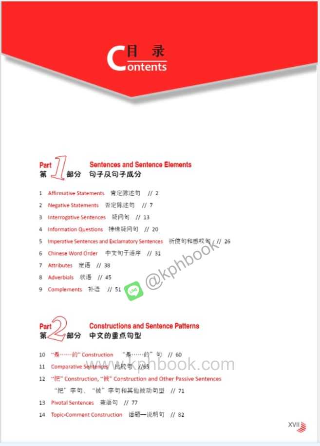 หนังสือสอบไวยากรณ์ภาษาจีนระดับมัธยม The Little Red Book—A Grammar Guide to Secondary School Chinese Exams 中文语法小红书——中学中文考试语法指南