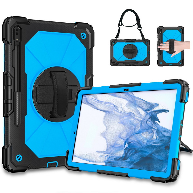 เคส Samsung Galaxy Tab S7 Plus 12.4" SM-T970 SM-T975 SM-T976 #เคสฝาหลังกันกระแทก Hybrid Protective Stand Shell Cover Case มีสายรัดสายคล้องมือ