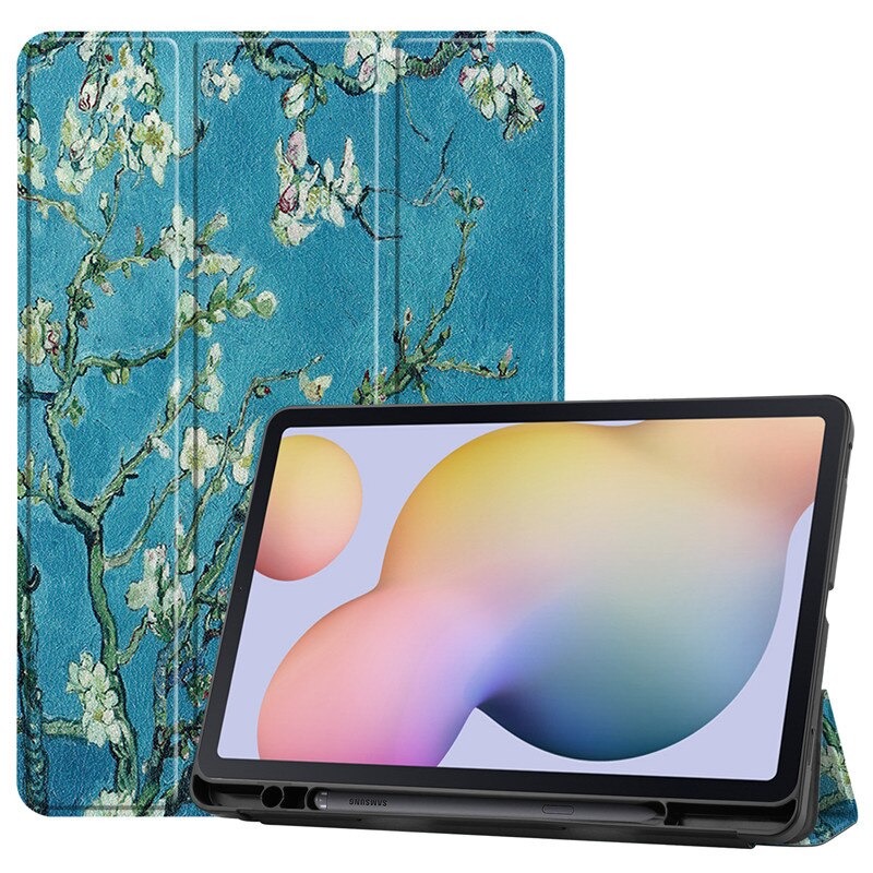 เคส Samsung Galaxy Tab S7 SM-T870 SM-T875 #เคสแบบฝาพับหนัง PU พิมพ์ลายมีช่องเก็บปากกา with Pencil Holder Tri-Fold Stand Cover Leather Smart Case