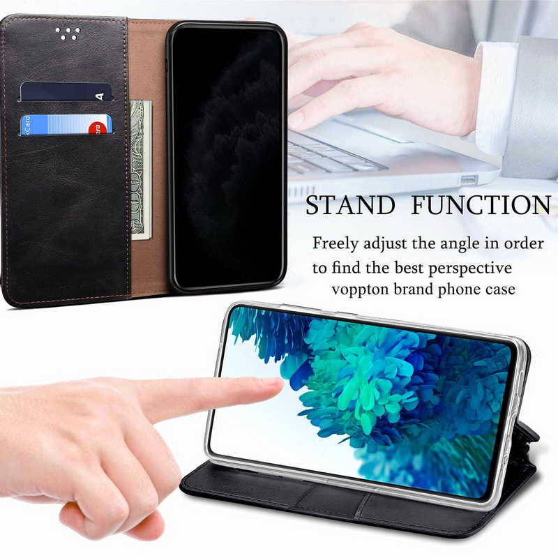 เคส Samsung Galaxy A13 5G #เคสฝาพับหนัง PU ผิวหนังม้า Waxy Crazy Horse Texture TPU + PU Leather Case Cover
