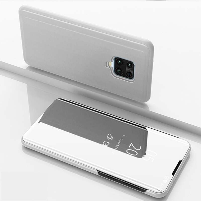 Case Redmi Note 9 Pro #เคสฝาพับปกโปร่งแสงผิวเงา Electroplating Mirror Surface Window View