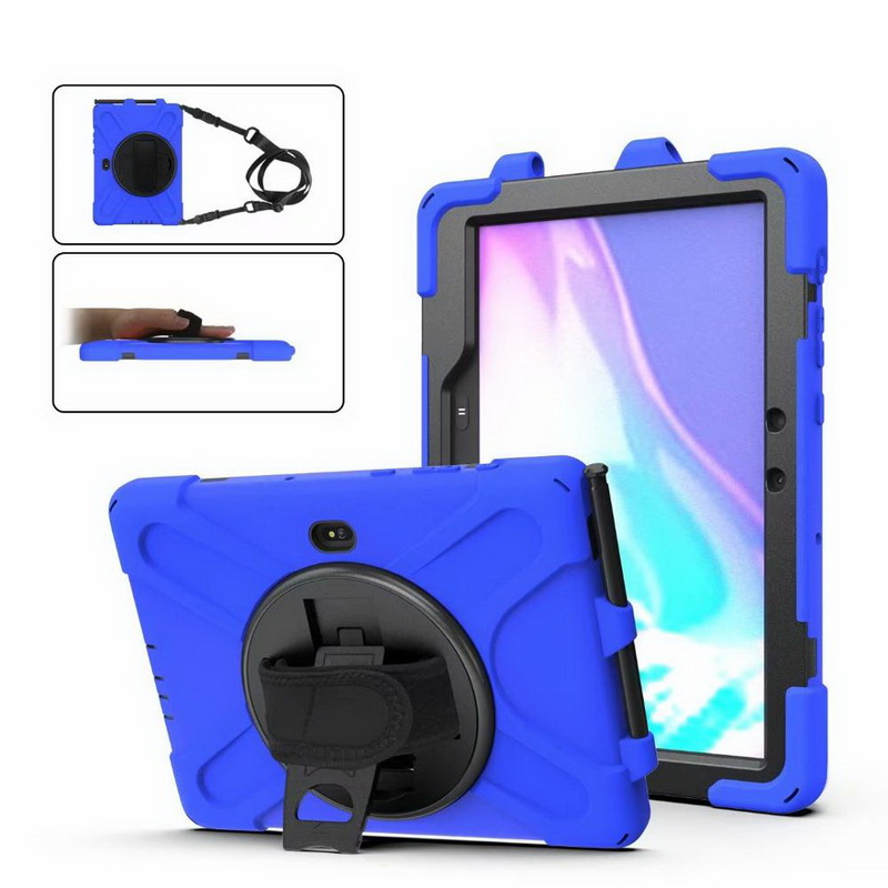 Case Samsung Galaxy Tab Active Pro 10.1 SM-T540 SM-T545 SM-T547 #เคสฝาหลังกันกระแทก X-Shape 360 Degree Rotary Kickstand PC + Silicone มีสายคล้องมือ มีสายคล้องไหล่