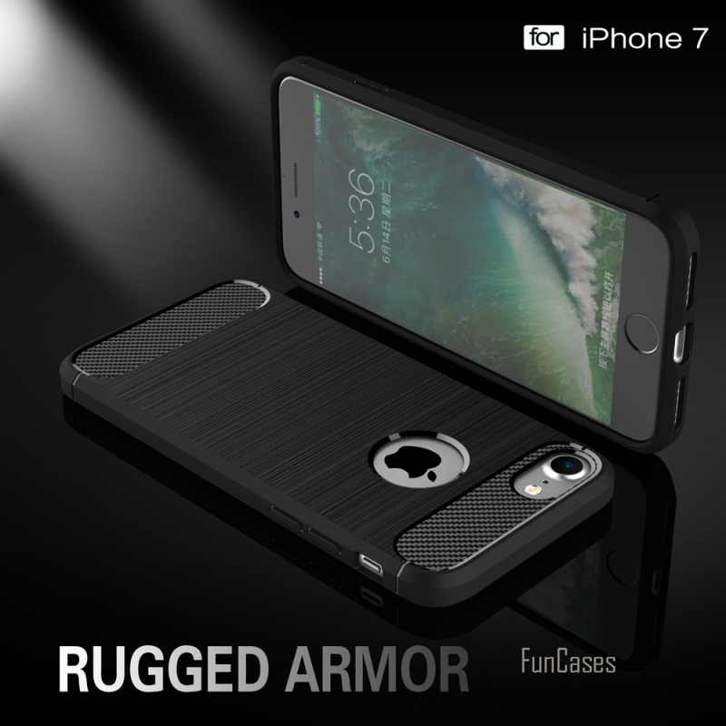 เคส iphone 7 เคสฝาหลังกันกระแทกผิวขัดโลหะตกแต่งด้วยไฟเบอร์คาร์บอน สวยงามทันสมัย