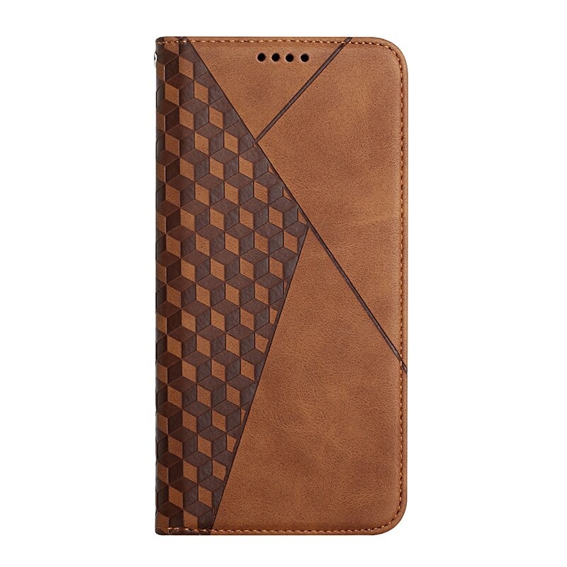 เคส Samsung Galaxy A04s #เคสฝาพับแบบกระเป๋าสตางค์ Magnetic Flip Wallet Bracket Leather Lattice TPU Phone Case