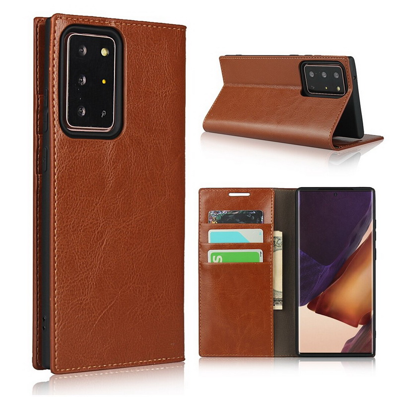 Case Samsung Galaxy Note 20 Ultra / Note 20 Ultra 5G #เคสฝาพับหนังแท้แบบกระเป๋าสตางค์คุณภาพดี Crazy Horse Genuine Leather Cover
