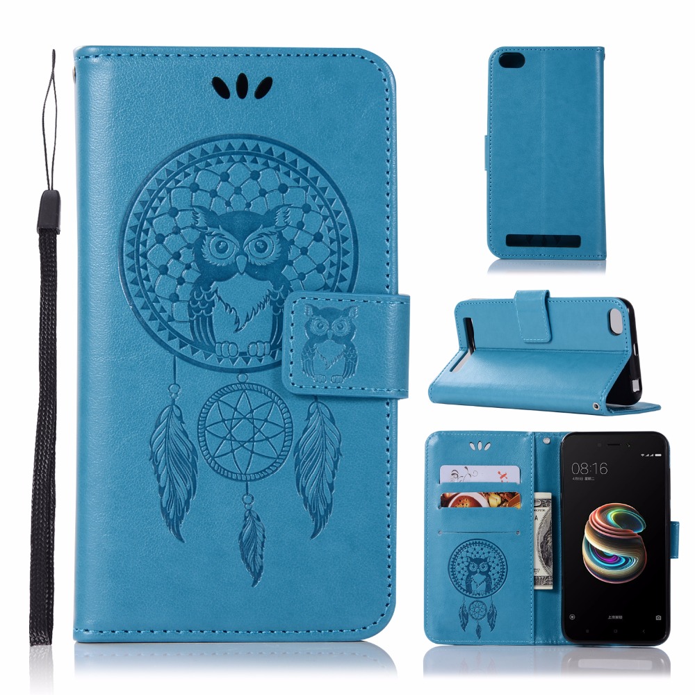 เคส Xiaomi Redmi 5A #เคสแบบกระเป๋าสตางค์ฝาพับหนัง PU ลายนกฮูก Dream Catcher Owl
