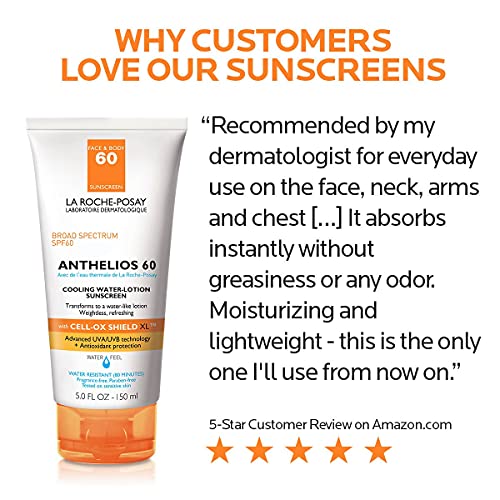 La Roche-Posay® Anthelios 60 Cooling Water Lotion Sunscreen for Body & Face SPF 60, 150 ml ลาโรช-โพเซย์ แอนเทลิโอส ครีมกันแดด สำหรับผิวหน้า