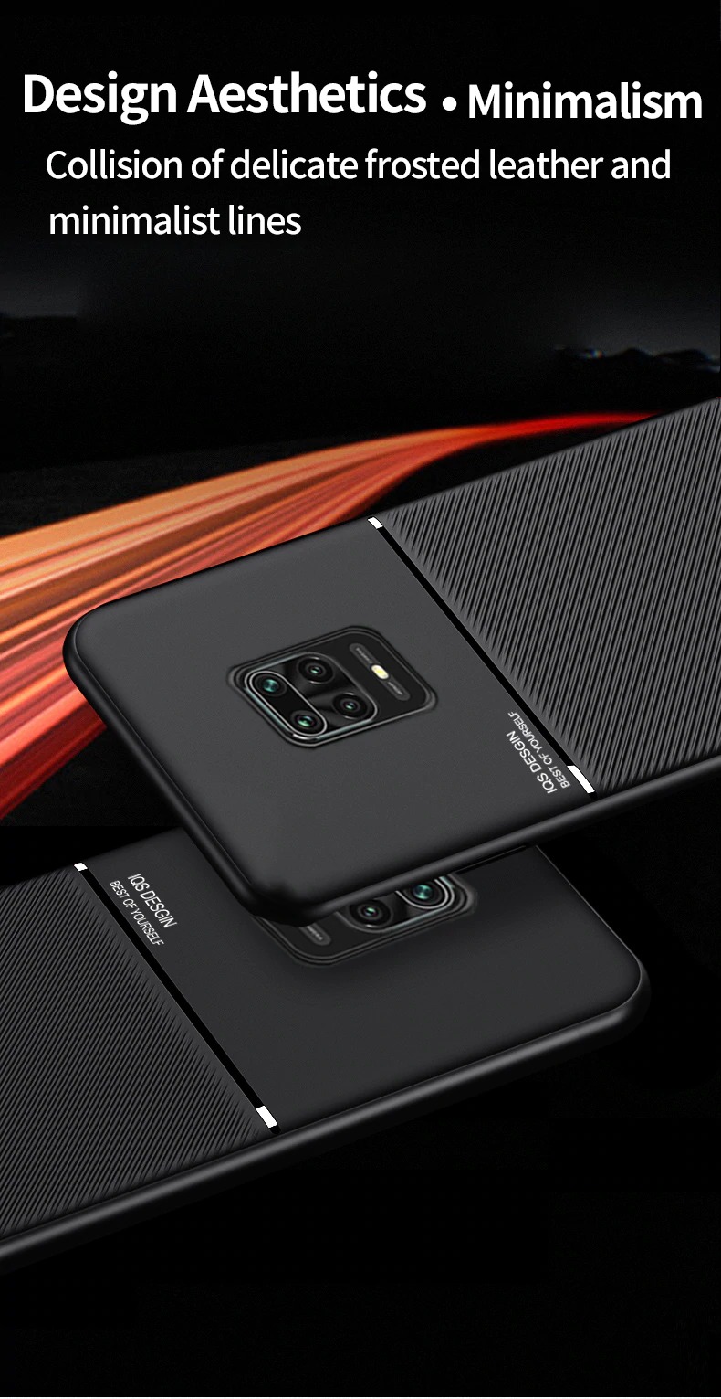 เคส Redmi Note 9 Pro/Redmi Note 9S #เคสแบบฝาหลัง TPU เคลือบหนัง PU สไตล์ธุรกิจที่เรียบง่ายมีแผ่นเหล็กในตัว Minimalist Business Style Leather Coated TPU Built-in metal magnetic plate