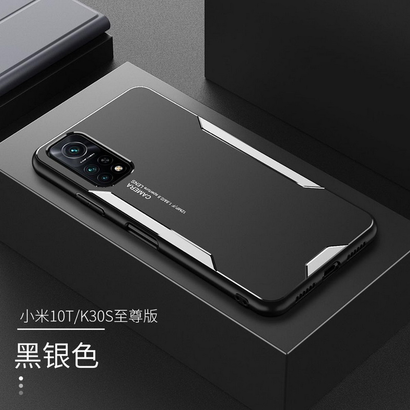 เคส Xiaomi Mi 10T Pro #เคสฝาหลังไฮบริด Metal +TPU Shockproof metal back plate Phone Back Cover