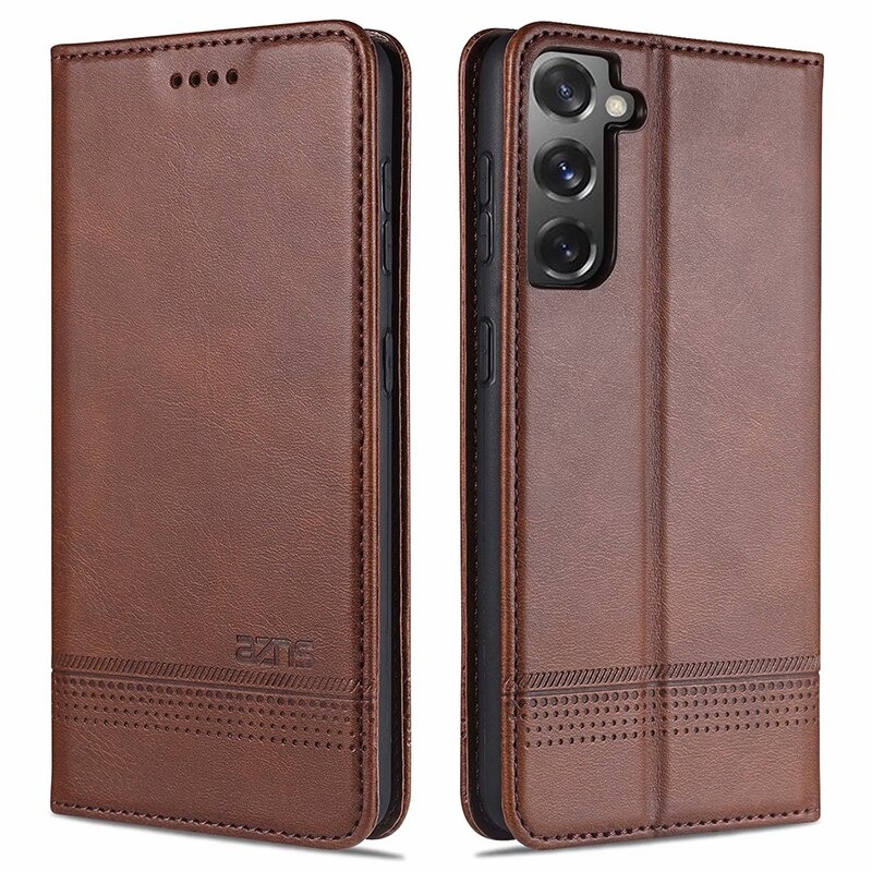 เคส Samsung Galaxy S21 FE 5G #เคสฝาพับ AZNS สไตล์ Retro หนัง PU มีช่องเสียบการ์ด