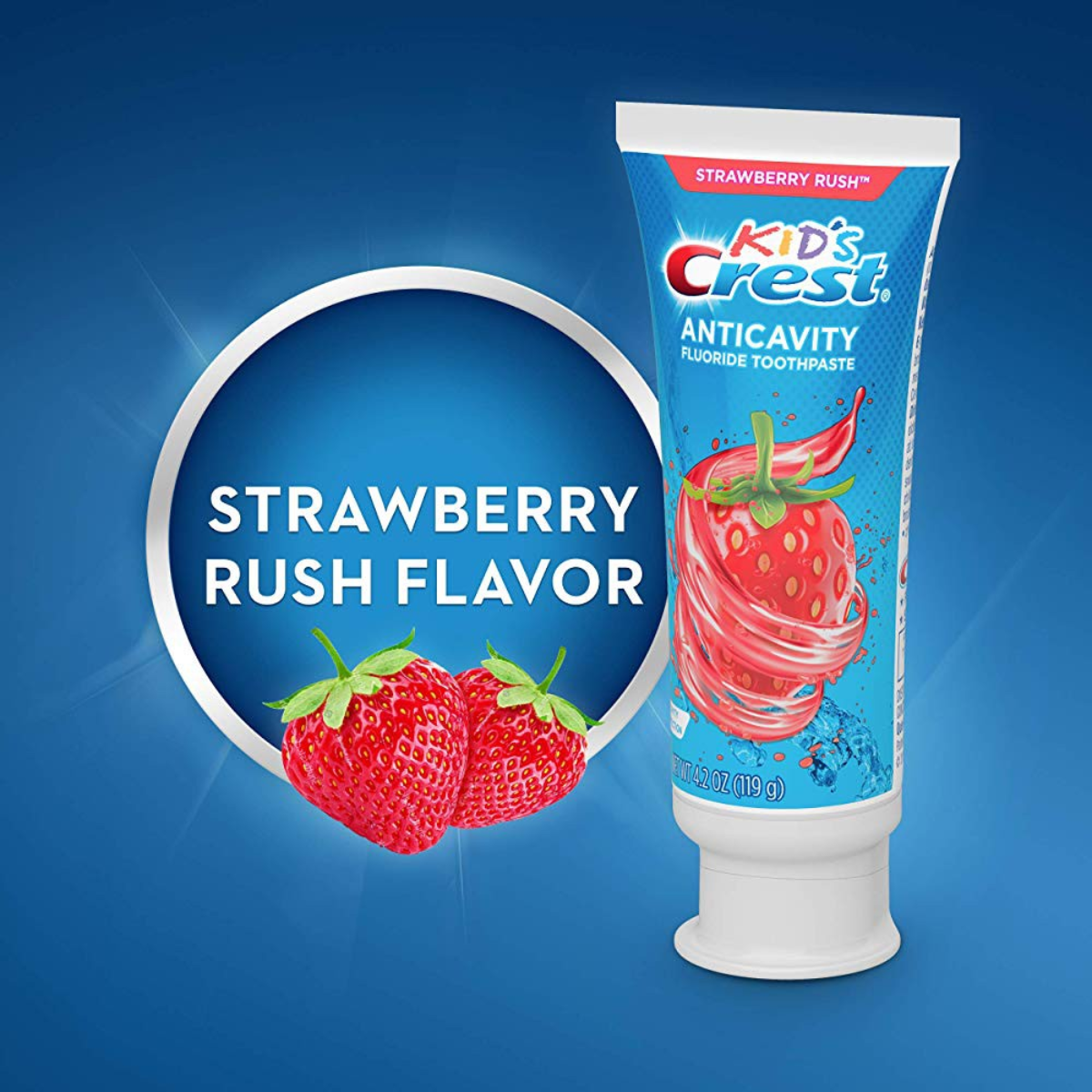 Crest® Kid's Anticavity Fluoride Toothpaste, Cavity Protection, Strawberry Rush 119g ยาสีฟัน สำหรับเด็ก