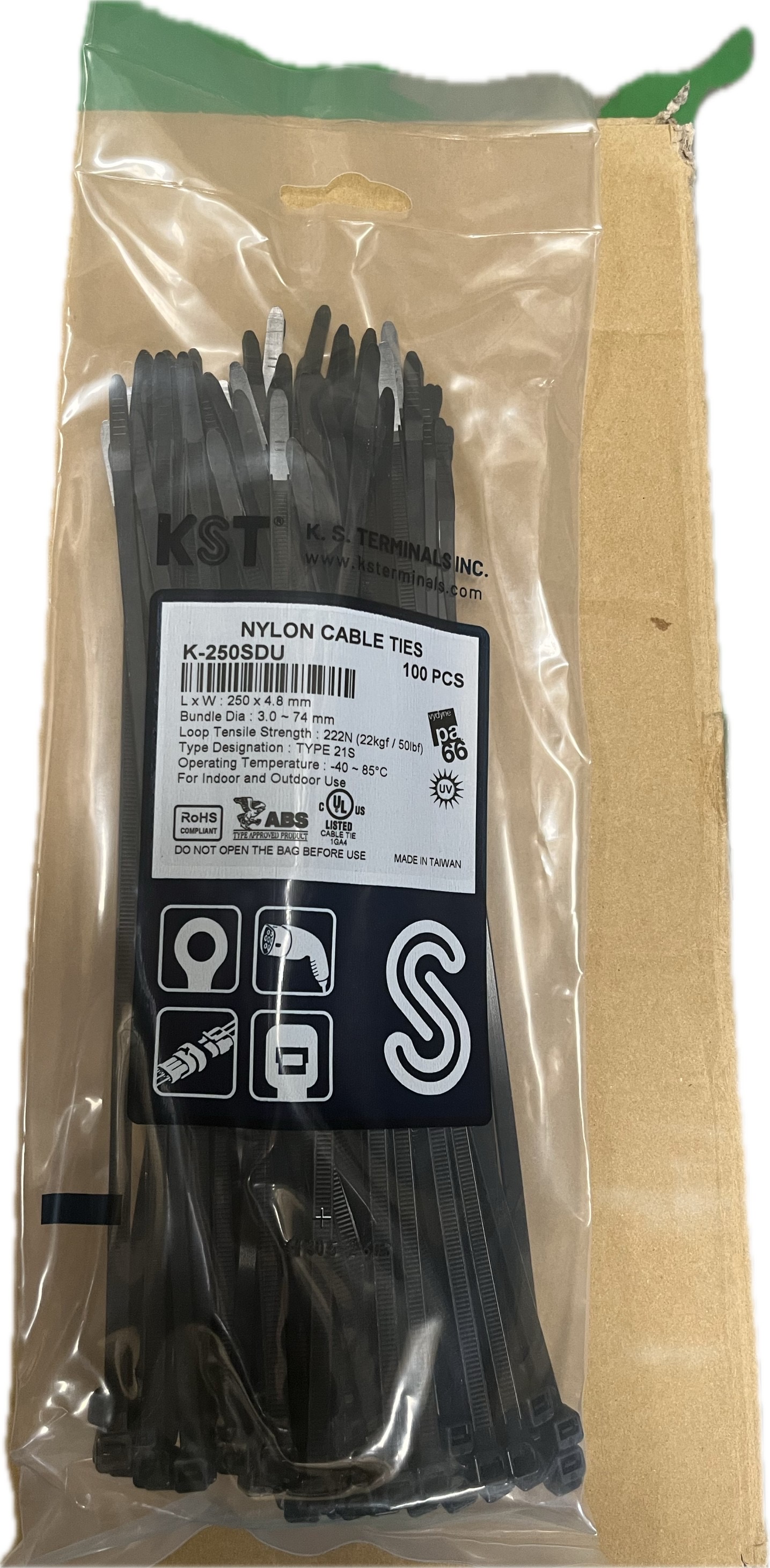 Cable Tie UV เคเบิ้ลไทร์กันแสงยูวี K-250SDU 10นิ้ว