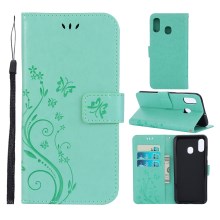 Case Samsung Galaxy A30 / A20 #เคสฝาพับลายผีเสื้อดอกไม้สีสันสดใส