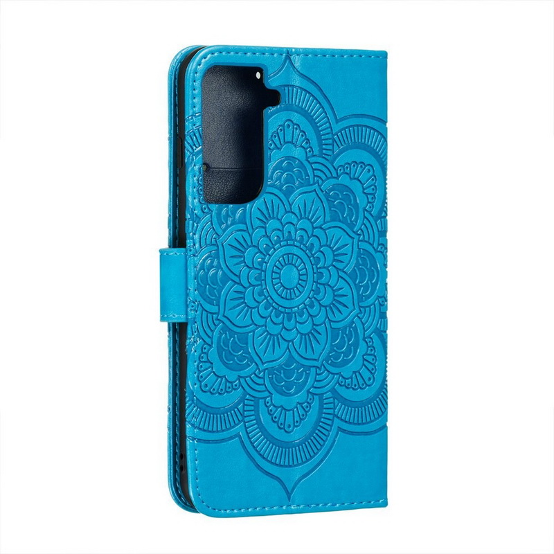 Case Samsung Galaxy S21+ #เคสฝาพับหนัง PU ปั้มลาย Imprint Mandala Flower