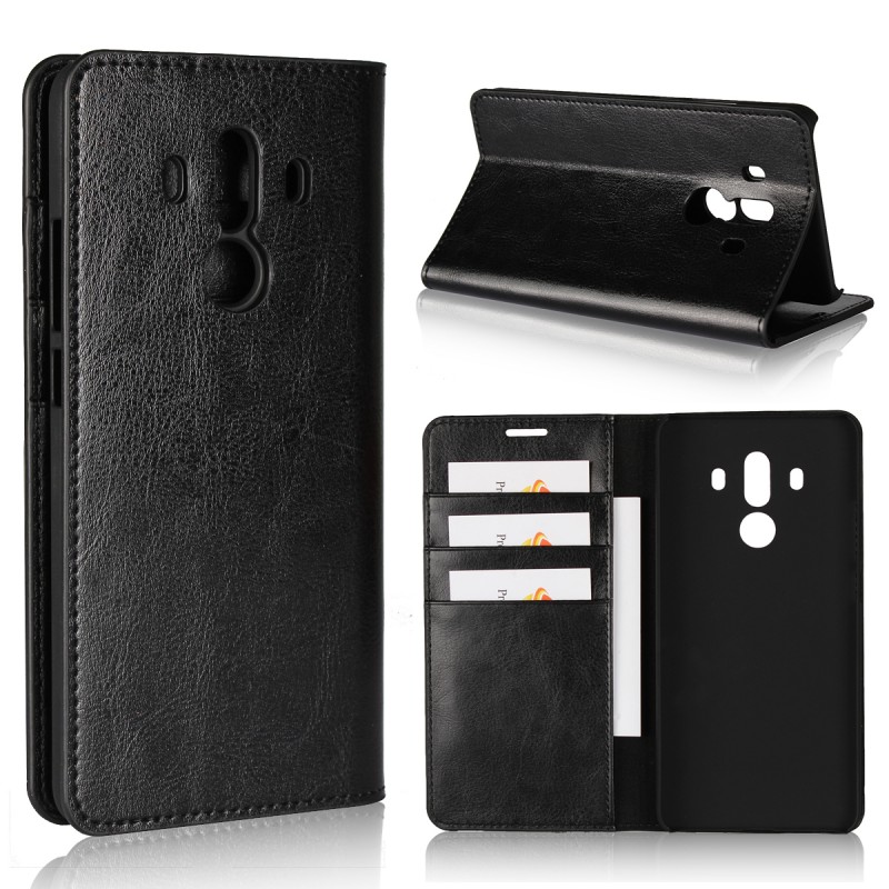 เคส Huawei Mate 10 Pro #เคสฝาพับแบบกระเป๋าสตางค์หนังแท้ Crazy Horse Genuine Leather Wallet Shell