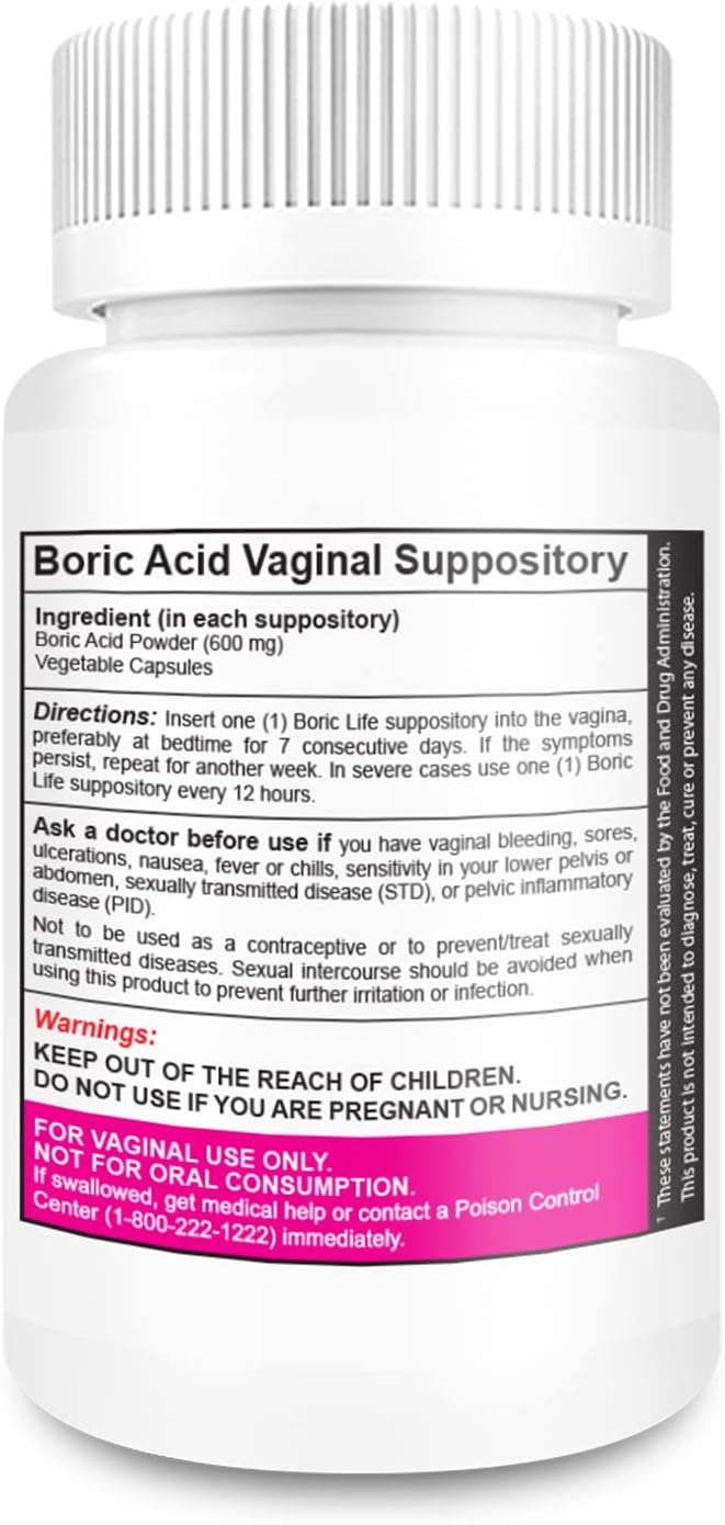 (NutraBlast®)Boric Acid 600 mg Suppository Applicators, Boric Acid & Feminine pH Test ผลิตภัณฑ์สำหรับช่องคลอด อุปกรณ์สอด