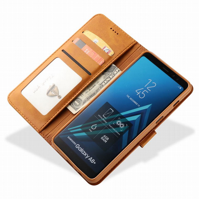 Case Samsung Galaxy A8+ (2018) LC.IMEEKE #เคสหนัง PU คุณภาพดีสไตล์กระเป๋าสตางค์พร้อมช่องใส่การ์ด