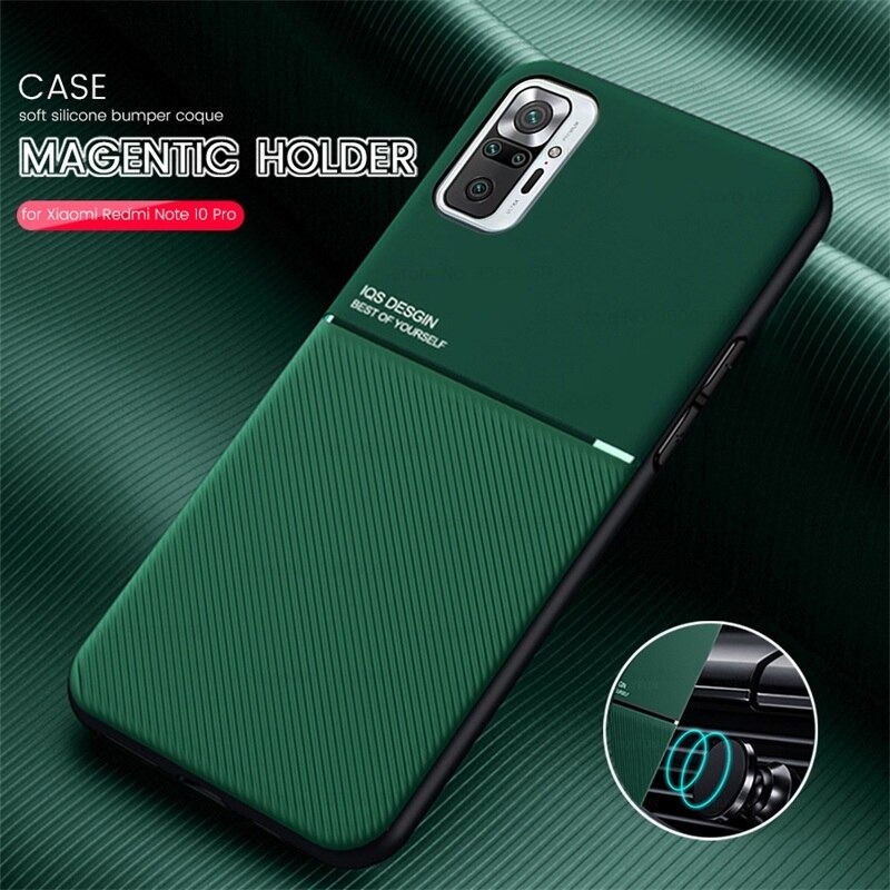เคส Redmi Note 10 4G #เคสแบบฝาหลัง TPU เคลือบหนัง PU สไตล์ธุรกิจที่เรียบง่ายมีแผ่นเหล็กในตัว Minimalist Business Style Leather Coated TPU Built-in metal magnetic plate