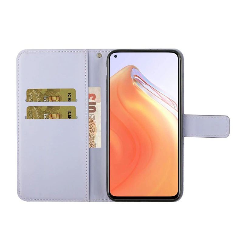 เคส Samsung Galaxy A13 5G #เคสฝาพับหนัง PU ลายดอกไม้พร้อมสายคล้องมือ Imprinted Flower Wallet Leather Magnet Clasp Case with Strap